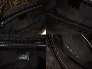 FENDI フェンディ ハンドバッグ マンマバケット ブラウン キャンバス レザー 26424 シルバー金具 美品 中古 4b004167