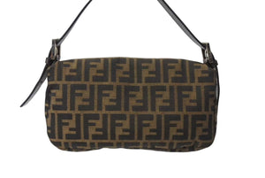 FENDI フェンディ ハンドバッグ マンマバケット ブラウン キャンバス レザー 26424 シルバー金具 美品 中古 4b004167
