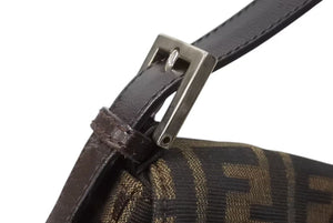 FENDI フェンディ ハンドバッグ マンマバケット ブラウン キャンバス レザー 26424 シルバー金具 美品 中古 4b004167