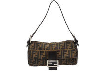 Load image into Gallery viewer, 極美品 FENDI フェンディ マンマバケット ワンショルダーバッグ ズッカ柄 キャンバス レザー ブラウン シルバー金具 中古 4b004168