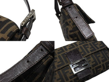 Load image into Gallery viewer, FENDI フェンディ マンマバケット ワンショルダーバッグ ズッカ柄 キャンバス レザー ブラウン シルバー金具 美品 中古 4b004170