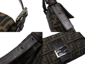 FENDI フェンディ マンマバケット ワンショルダーバッグ ズッカ柄 キャンバス レザー ブラウン シルバー金具 美品 中古 4b004170