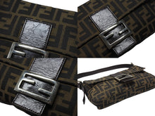 Load image into Gallery viewer, FENDI フェンディ マンマバケット ワンショルダーバッグ ズッカ柄 キャンバス レザー ブラウン シルバー金具 美品 中古 4b004170