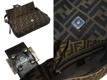 Load image into Gallery viewer, FENDI フェンディ マンマバケット ワンショルダーバッグ ズッカ柄 キャンバス レザー ブラウン シルバー金具 美品 中古 4b004170