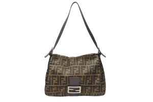 FENDI フェンディ ハンドバッグ マンマバケット ブラウン キャンバス レザー 26325 シルバー金具 美品 中古 4b004173