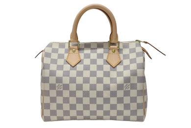 極美品 LOUIS VUITTON ルイヴィトン スピーディ25 ハンドバッグ N41371 ダミエアズールキャンバス ホワイト ブラウン 中古 4b004185