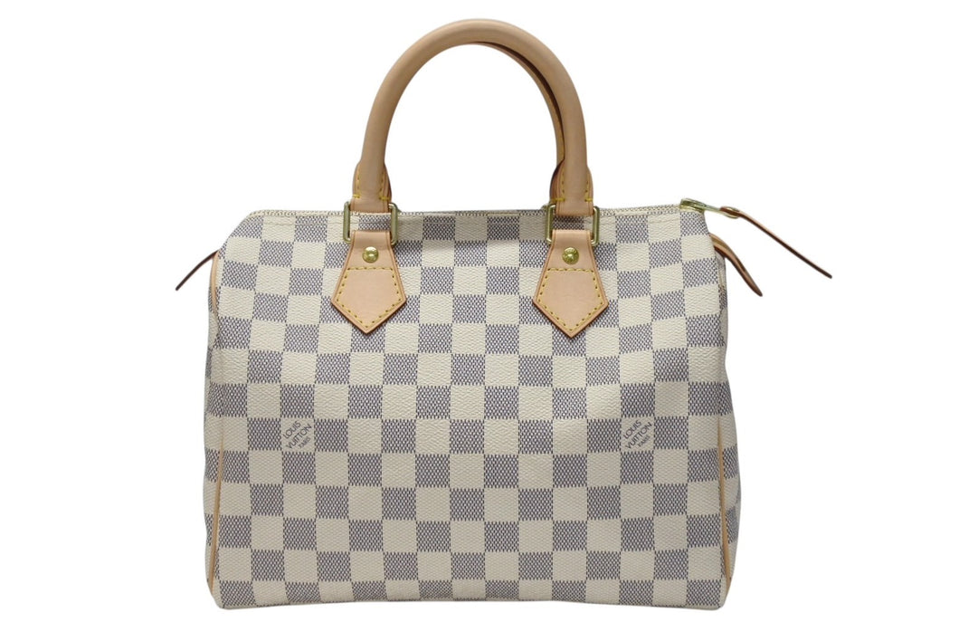極美品 LOUIS VUITTON ルイヴィトン スピーディ25 ハンドバッグ N41371 ダミエアズールキャンバス ホワイト ブラウン 中古 4b004185