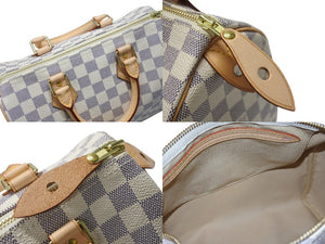 極美品 LOUIS VUITTON ルイヴィトン スピーディ25 ハンドバッグ N41371 ダミエアズールキャンバス ホワイト ブラウン 中古 4b004185