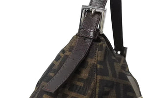 FENDI フェンディ マンマバケット ワンショルダーバッグ 26426 ズッカ柄 キャンバス レザー ブラウン シルバー金具 美品 中古 4b004186
