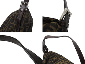 FENDI フェンディ マンマバケット ワンショルダーバッグ 26426 ズッカ柄 キャンバス レザー ブラウン シルバー金具 美品 中古 4b004186