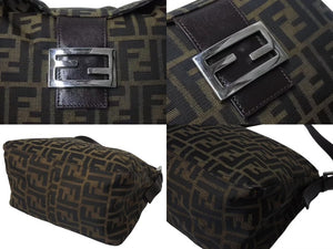FENDI フェンディ マンマバケット ワンショルダーバッグ 26426 ズッカ柄 キャンバス レザー ブラウン シルバー金具 美品 中古 4b004186