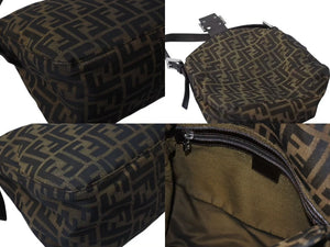FENDI フェンディ マンマバケット ワンショルダーバッグ 26426 ズッカ柄 キャンバス レザー ブラウン シルバー金具 美品 中古 4b004186
