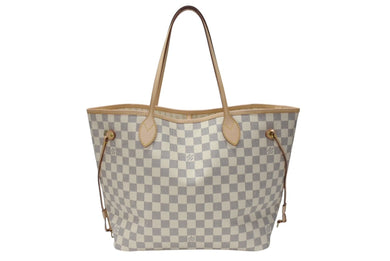 極美品 LOUIS VUITTON ルイヴィトン ネヴァーフルMM トートバッグ N51107 ダミエアズールキャンバス ホワイト 中古 4b004187