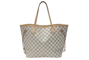 極美品 LOUIS VUITTON ルイヴィトン ネヴァーフルMM トートバッグ N51107 ダミエアズールキャンバス ホワイト 中古 4b004187