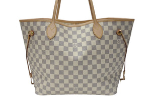 極美品 LOUIS VUITTON ルイヴィトン ネヴァーフルMM トートバッグ N51107 ダミエアズールキャンバス ホワイト 中古 4b004187