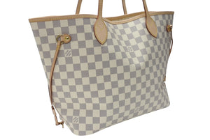 極美品 LOUIS VUITTON ルイヴィトン ネヴァーフルMM トートバッグ N51107 ダミエアズールキャンバス ホワイト 中古 4b004187