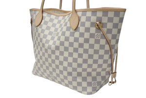 極美品 LOUIS VUITTON ルイヴィトン ネヴァーフルMM トートバッグ N51107 ダミエアズールキャンバス ホワイト 中古 4b004187