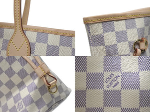 極美品 LOUIS VUITTON ルイヴィトン ネヴァーフルMM トートバッグ N51107 ダミエアズールキャンバス ホワイト 中古 4b004187