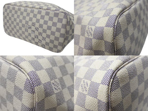 極美品 LOUIS VUITTON ルイヴィトン ネヴァーフルMM トートバッグ N51107 ダミエアズールキャンバス ホワイト 中古 4b004187