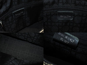 CHRISTIAN DIOR クリスチャンディオール レディディオール ハンドバッグ カナージュ レオパード ブラック ベージュ 美品 中古 4b004191