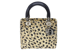 CHRISTIAN DIOR クリスチャンディオール レディディオール ハンドバッグ カナージュ レオパード ブラック ベージュ 美品 中古 4b004191