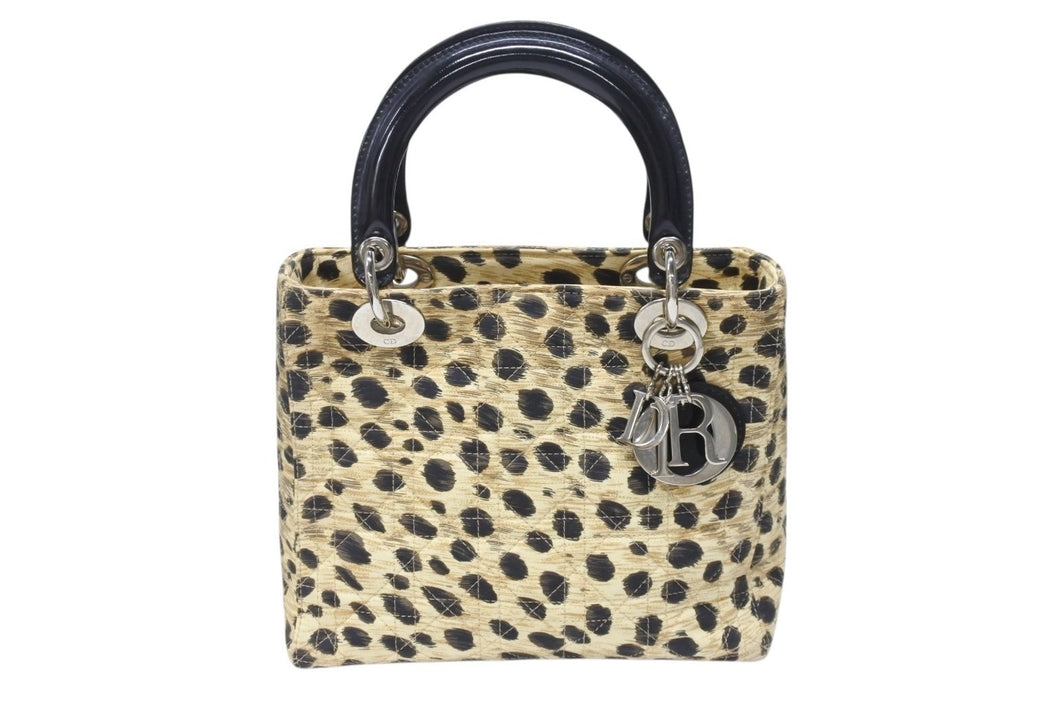 【VINTAGE】DIOR レオパードキャンバス ハンドバッグ CHRISTIAN DIOR クリスチャンディオール レディディオール