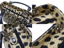 Load image into Gallery viewer, CHRISTIAN DIOR クリスチャンディオール レディディオール ハンドバッグ カナージュ レオパード ブラック ベージュ 美品 中古 4b004191