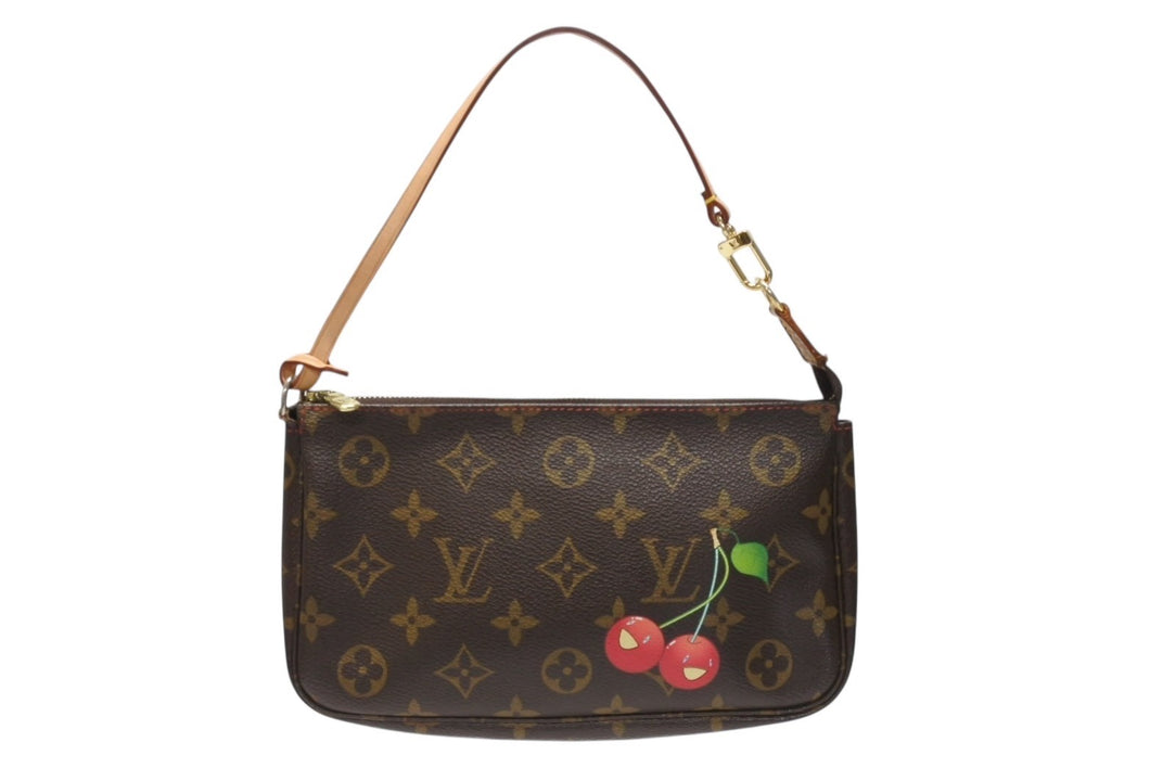 極美品 LOUIS VUITTON ルイヴィトン モノグラム チェリー ポシェットアクセソワール アクセサリーポーチ 村上隆 M95008 中古 4b004193