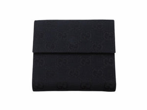 極美品 GUCCI グッチ 二つ折り財布 ウィック財布 エクリプス イタリア製 GGキャンバス ブラック シルバー金具 中古 4b004195 