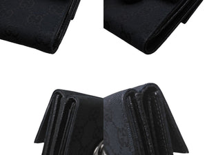 極美品 GUCCI グッチ 二つ折り財布 ウィック財布 エクリプス イタリア製 GGキャンバス ブラック シルバー金具 中古 4b004195 