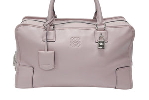 LOEWE ロエベ AMAZONA 36 アマソナ 36 ハンドバッグ レザー ダスティピンク エンボスロゴ シルバー金具 美品 中古 4b004203