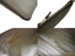 PRADA プラダ 2WAYバッグ ハンドバッグ ショルダーバッグ ジャガード レザー ベージュ ブラウン ゴールド金具 美品 中古 4b004204