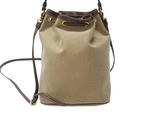 PRADA プラダ 2WAYバッグ ハンドバッグ ショルダーバッグ ジャガード レザー ベージュ ブラウン ゴールド金具 美品 中古 4b004204