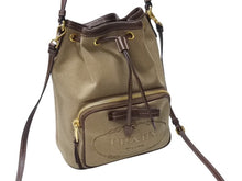 Load image into Gallery viewer, PRADA プラダ 2WAYバッグ ハンドバッグ ショルダーバッグ ジャガード レザー ベージュ ブラウン ゴールド金具 美品 中古 4b004204