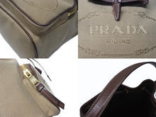 Load image into Gallery viewer, PRADA プラダ 2WAYバッグ ハンドバッグ ショルダーバッグ ジャガード レザー ベージュ ブラウン ゴールド金具 美品 中古 4b004204