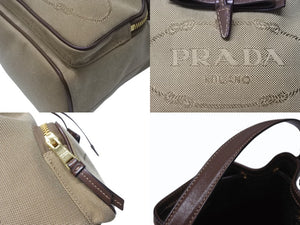 PRADA プラダ 2WAYバッグ ハンドバッグ ショルダーバッグ ジャガード レザー ベージュ ブラウン ゴールド金具 美品 中古 4b004204