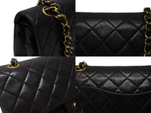 Load image into Gallery viewer, CHANEL シャネル マトラッセ25 Wフラップ Wチェーンショルダーバッグ 3番台 ココマーク ラムスキン ブラック 美品 中古 4b004206