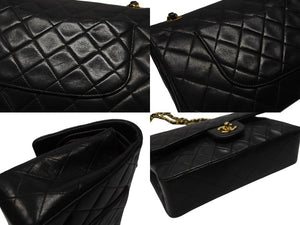 CHANEL シャネル マトラッセ25 Wフラップ Wチェーンショルダーバッグ 3番台 ココマーク ラムスキン ブラック 美品 中古 4b004206