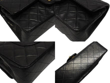 Load image into Gallery viewer, CHANEL シャネル マトラッセ25 Wフラップ Wチェーンショルダーバッグ 3番台 ココマーク ラムスキン ブラック 美品 中古 4b004206
