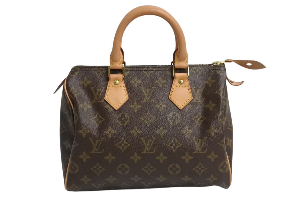 LOUIS VUITTON ルイヴィトン スピーディー25 ハンドバック M41528 モノグラム PVC レザー ブラウン ゴールド金具 美品 中古 4b004207