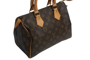 LOUIS VUITTON ルイヴィトン スピーディー25 ハンドバック M41528 モノグラム PVC レザー ブラウン ゴールド金具 美品 中古 4b004207