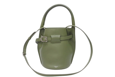 極美品 CELINE セリーヌ ハンドバッグ ショルダーバッグ 2way ビッグバッグ ナノ バスケット 187243A4T カーキ カーフスキン 中古 4b004210
