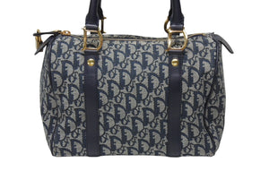Christian Dior クリスチャンディオール トロッター ハンドバッグ PZ1001 スピーディ25型 ガリアーノ期 ネイビー 美品 中古 4b004213