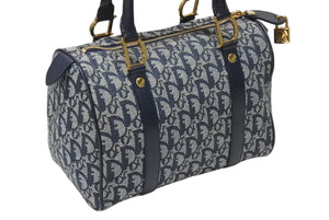 Christian Dior クリスチャンディオール トロッター ハンドバッグ PZ1001 スピーディ25型 ガリアーノ期 ネイビー 美品 中古 4b004213
