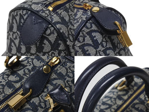 Christian Dior クリスチャンディオール トロッター ハンドバッグ PZ1001 スピーディ25型 ガリアーノ期 ネイビー 美品 中古 4b004213