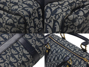 Christian Dior クリスチャンディオール トロッター ハンドバッグ PZ1001 スピーディ25型 ガリアーノ期 ネイビー 美品 中古 4b004213