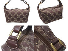Load image into Gallery viewer, CELINE セリーヌ ミニバッグ ポーチ ハンドバッグ マカダム CY 00/24 CHINA製 デニム レザー ボルドー ゴールド金具 美品 中古 4b004214