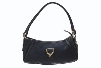 GUCCI グッチ アビー ワンショルダーバッグ セミショルダー ハンドバッグ 130939 GGキャンバス レザー ブラック 美品 中古 4b004216