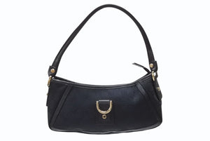 GUCCI グッチ アビー ワンショルダーバッグ セミショルダー ハンドバッグ 130939 GGキャンバス レザー ブラック 美品 中古 4b004216