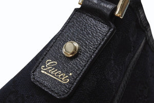 GUCCI グッチ アビー ワンショルダーバッグ セミショルダー ハンドバッグ 130939 GGキャンバス レザー ブラック 美品 中古 4b004216